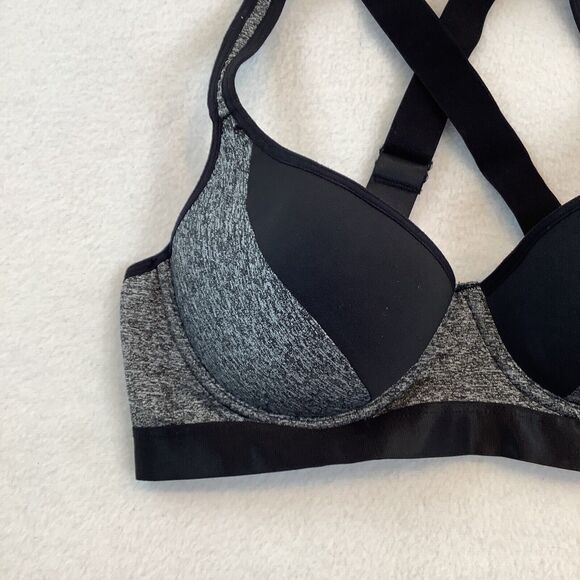 Secret Possessions Bra‎ Women’s Size 34B Black Gray Underwire Push Up Crossback - Picture 2 of 9